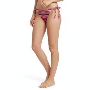 Accesorize Pink Multicolor Print Striped Brazilian Swim Bikini Bottom, US12
